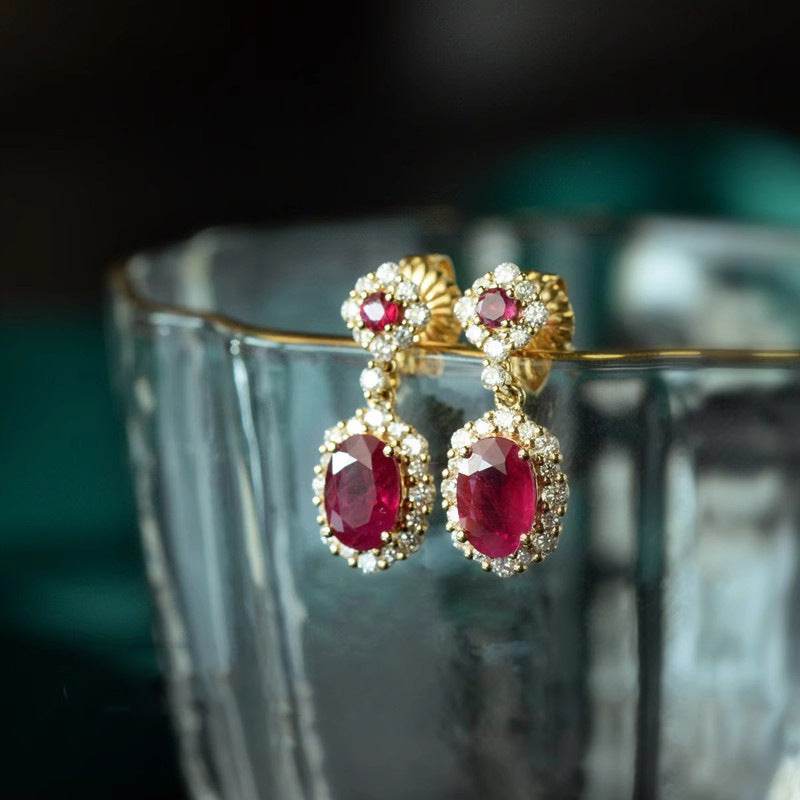 Ruby Vintage Silver Needle French Court Earrings - Velora