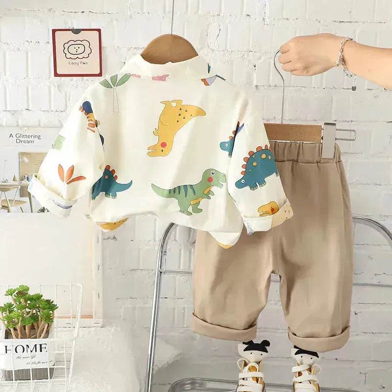 Printing Long sleeve Shirt For Boys Pants Breathable Two-piece Set for boys. - Velora
