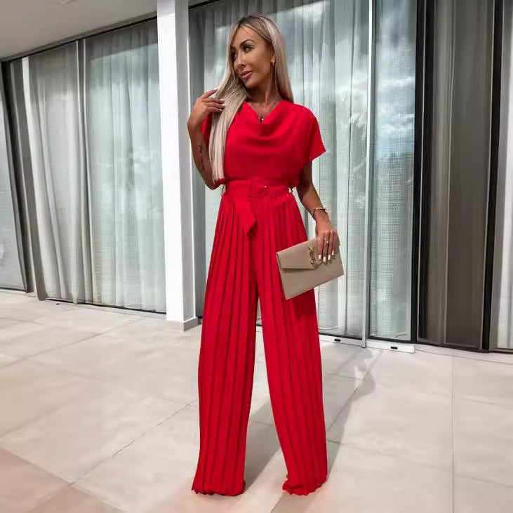 Fashion Jumpsuit Belt Solid Color Women's Clothing