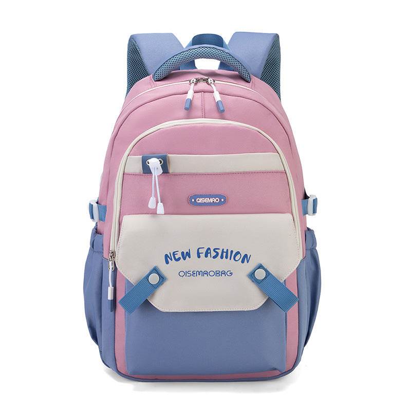 Colorful Contrast Schoolbag – Trendy Backpack for Students - Velora