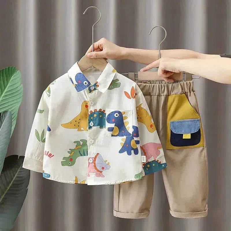 Printing Long sleeve Shirt For Boys Pants Breathable Two-piece Set for boys. - Velora