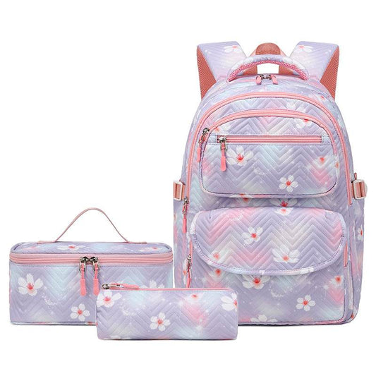 Printed Schoolbag Three-piece Fashion Backpack - Velora