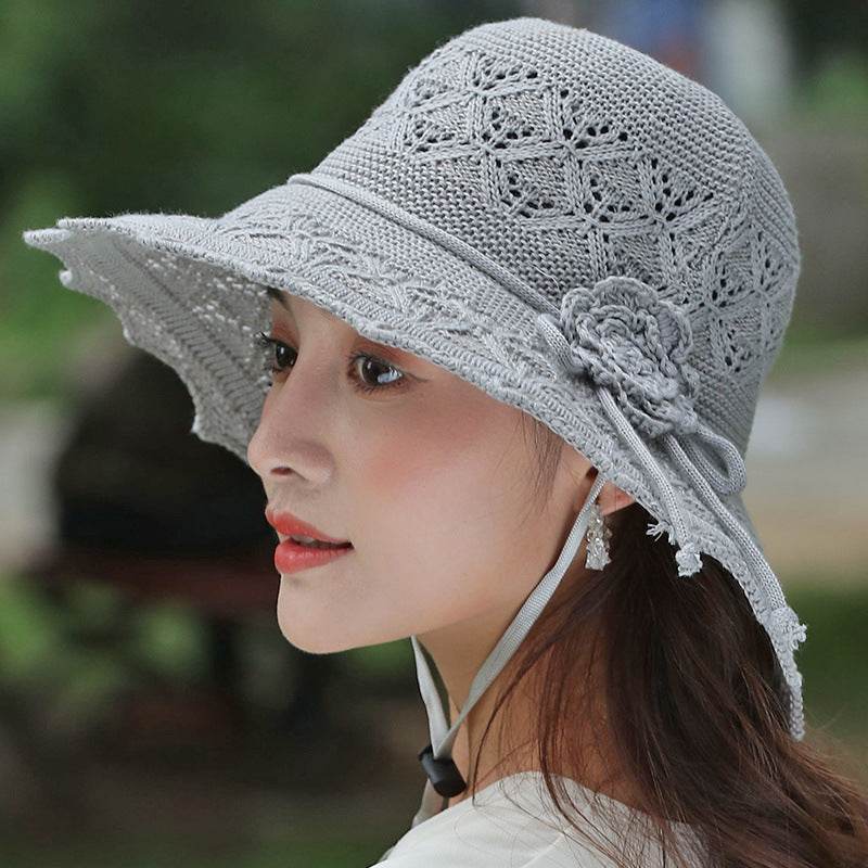 New Summer Outdoor Sunshade UV Protection Wide Brim Crotchet Sun Hat with neck flap for women - Velora