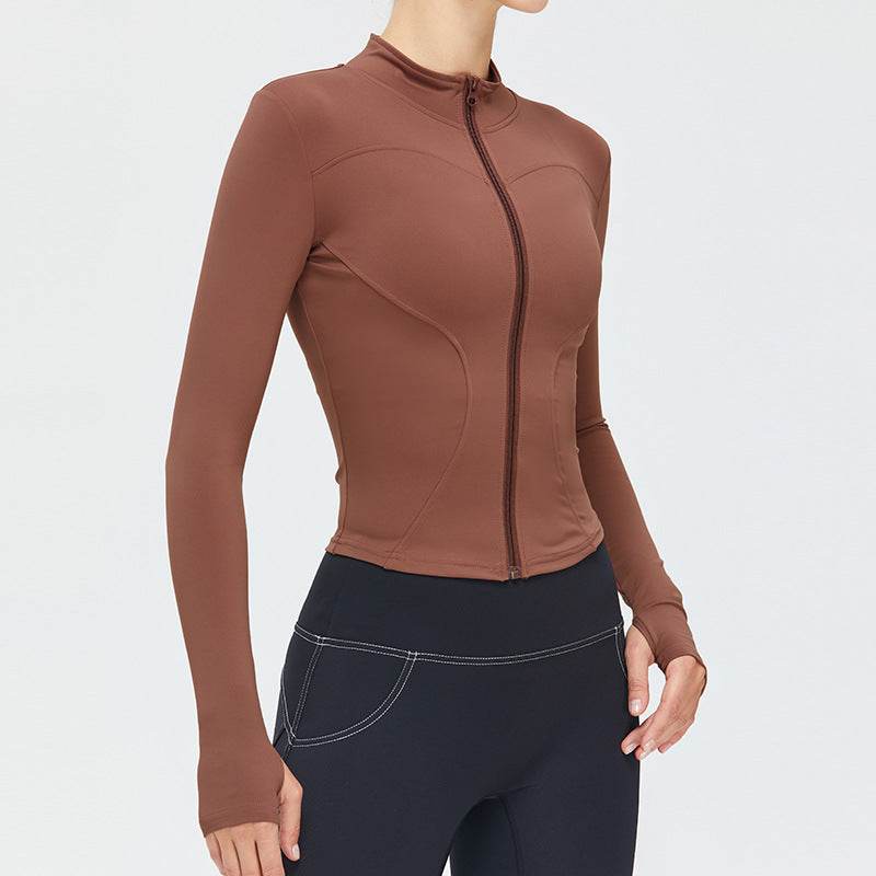 Autumn Winter Long Sleeve Zipper Slim fit Workout Top for women - Velora