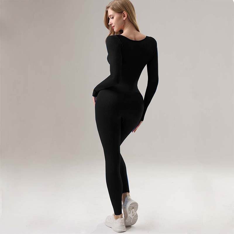 Yoga Jumpsuit & Workout Clothes Slim Thread Long Sleeve Yoga Jumpsuit - Velora