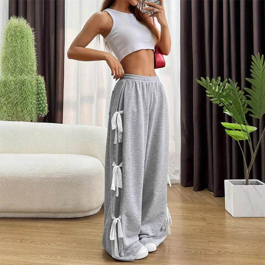 Fashion Bow lace up Oversized Baggy Sweat Pant women - Velora