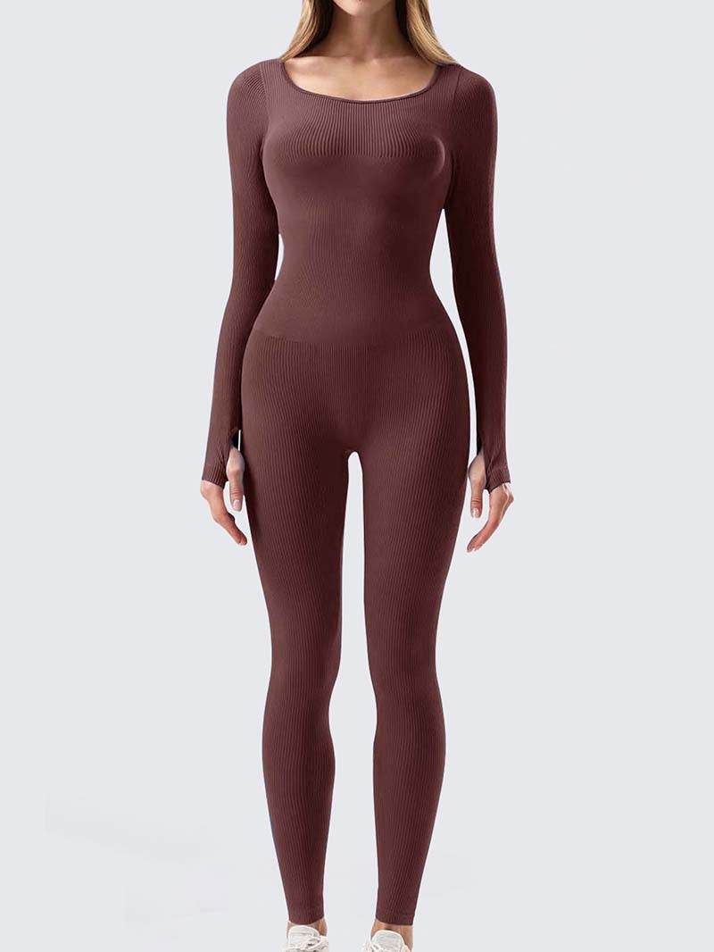 Yoga Jumpsuit & Workout Clothes Slim Thread Long Sleeve Yoga Jumpsuit - Velora