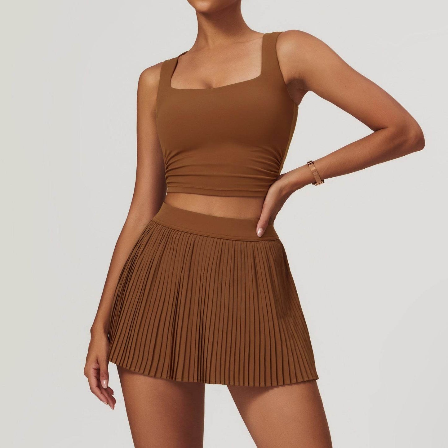 Tennis Skirt set Athletic Sports Workout Pleated Skort Outfit Women