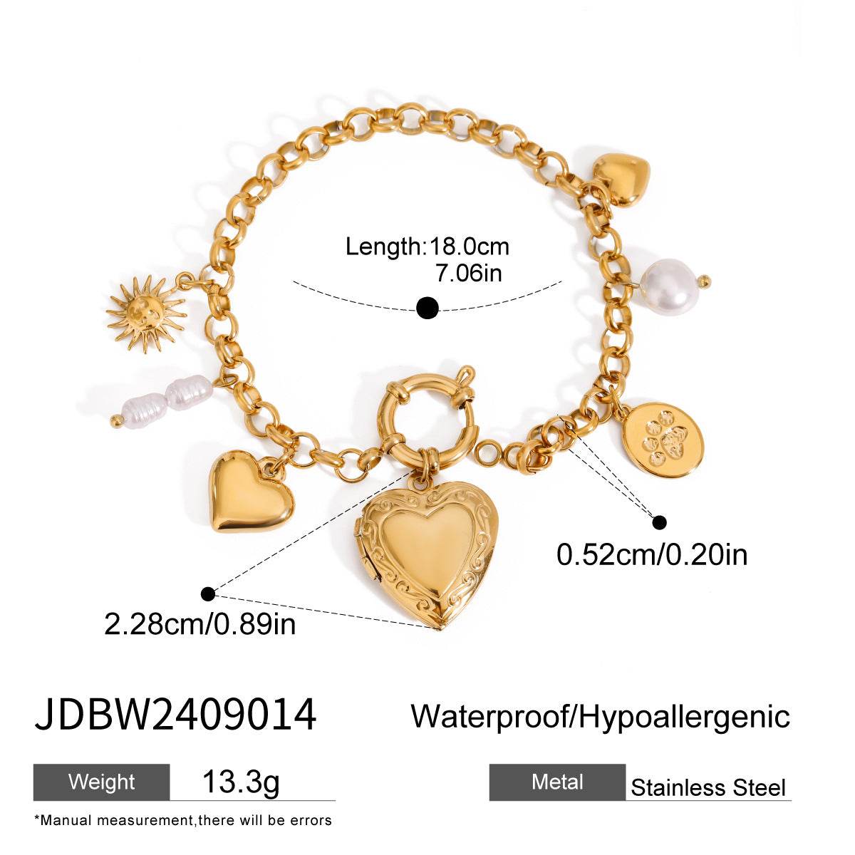 Love Chain Bracelet Fashion Titanium Steel Pearl Bow Bracelet - Velora