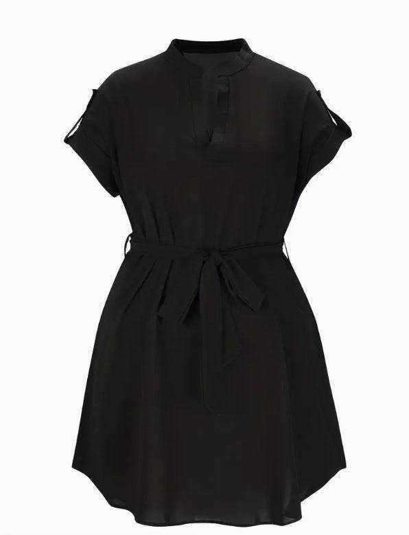 V-neck Short Sleeve Dress With Belt Summer Fashion Bowknot Dresses For Women Clothing - Velora