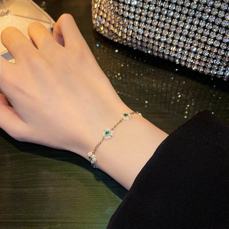 Pearl Flowers Bracelet All-match Fashion Adjustable Chain Bracelet - Velora