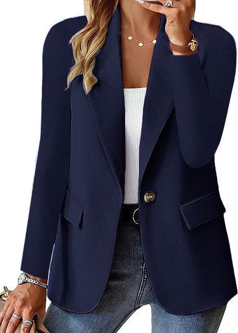 Fashion Casual Women Blazer Long-sleeved Solid Color Casual Cardigan Small Suit Jacket For Women Elegant Office Lady Outerwear - Velora