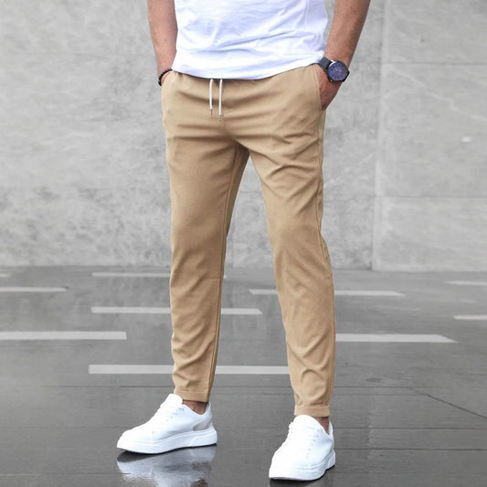 Men's Casual Pants With Pockets Fashion Slim Fit Drawstring Trousers - Velora
