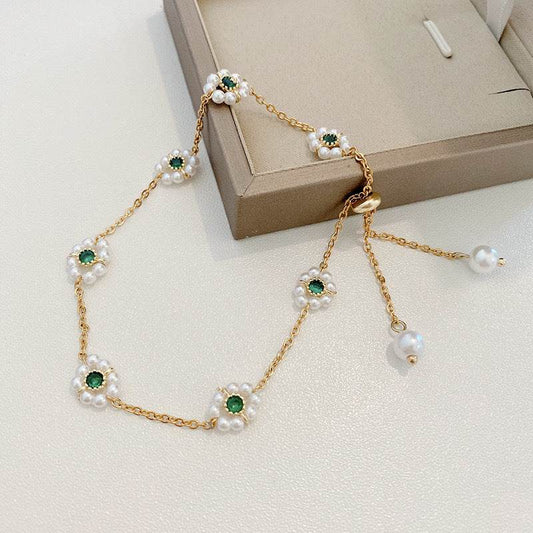 Pearl Flowers Bracelet All-match Fashion Adjustable Chain Bracelet - Velora