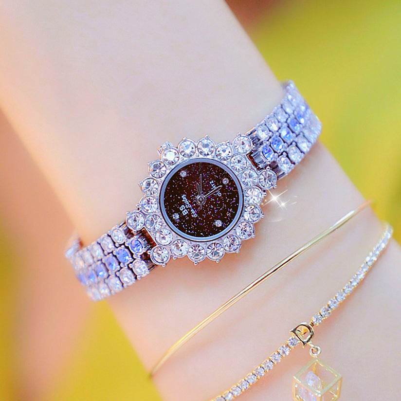 Multicolor Temperament Women's Fashion Quartz Watch Luxury Stainless Steel Analog WristWatch Ladies Watch Women Dress Bracelet Set Clock - Velora