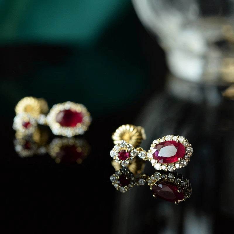 Ruby Vintage Silver Needle French Court Earrings - Velora