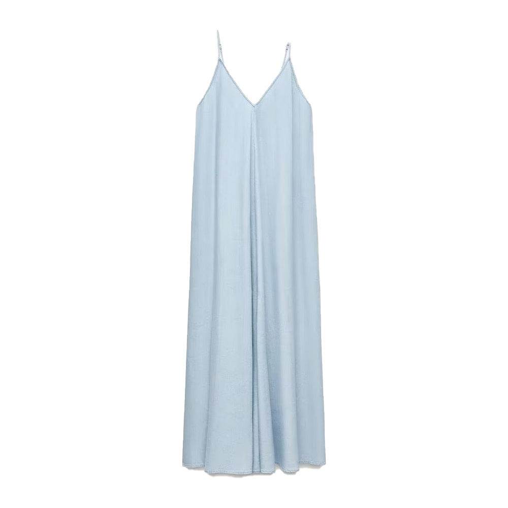 Elegant Women’s Summer Maxi Dress Casual Spaghetti Straps Solid V-Neck Cami Backless Dresses - Velora