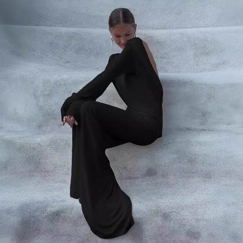 Fashion Slim Fit Backless Long Sleeve Dress Women - Velora