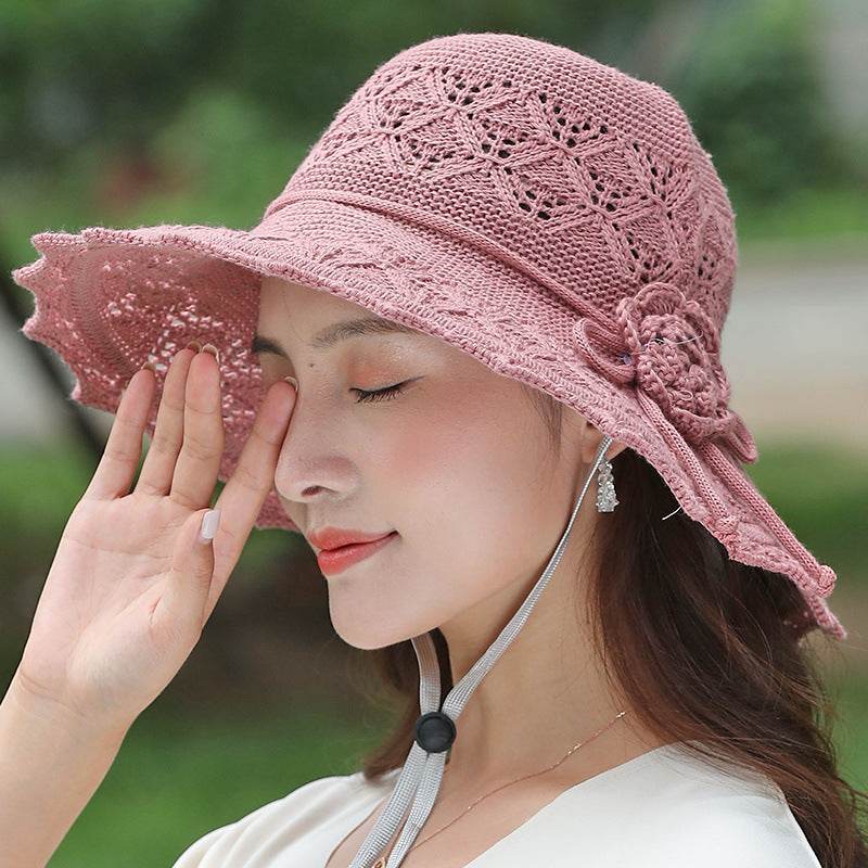 New Summer Outdoor Sunshade UV Protection Wide Brim Crotchet Sun Hat with neck flap for women - Velora