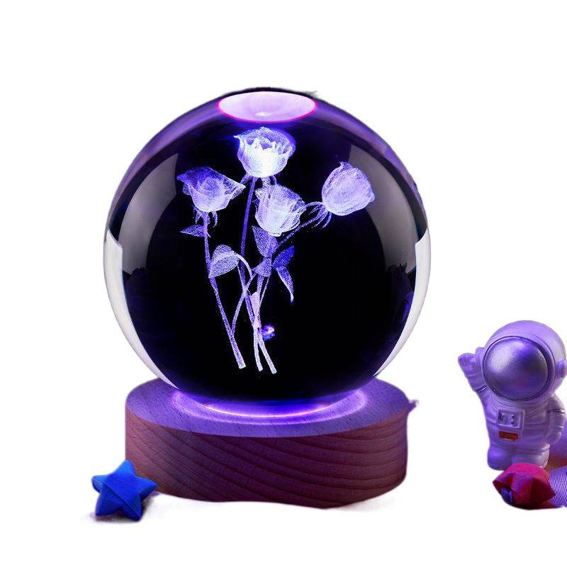 Moon Small Night Lamp Decoration Creative Crystal Ball - Velora
