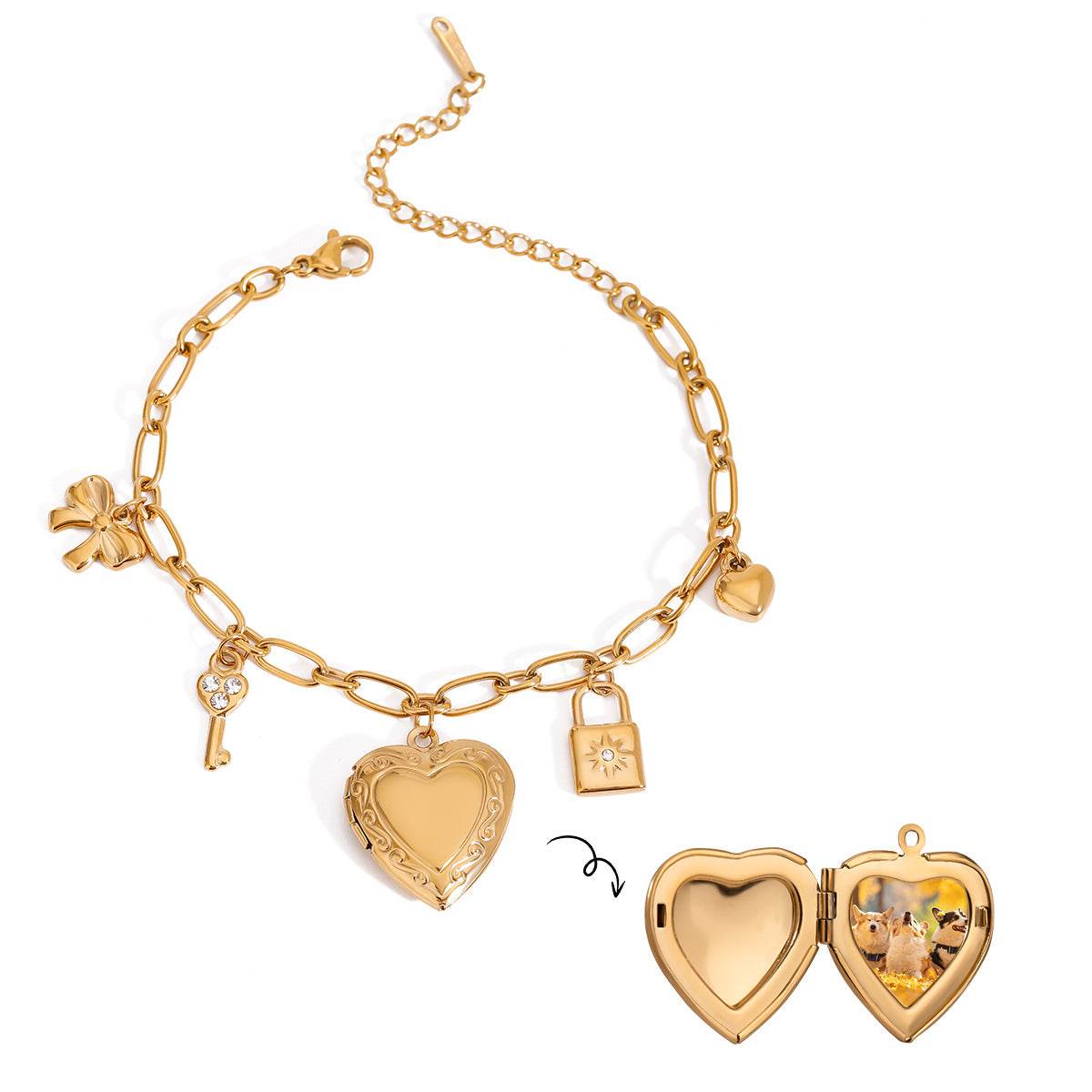 Love Chain Bracelet Fashion Titanium Steel Pearl Bow Bracelet - Velora