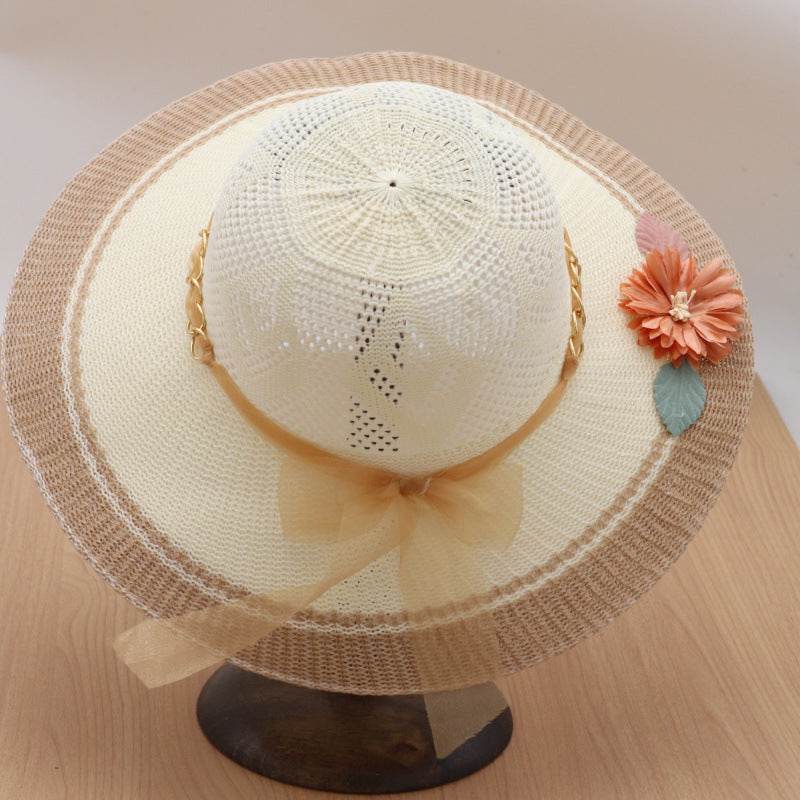 New Summer Outdoor Sunshade UV Protection Wide Brim Crotchet Sun Hat with neck flap for women - Velora