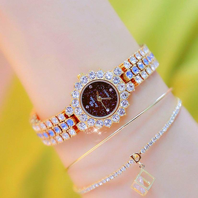 Multicolor Temperament Women's Fashion Quartz Watch Luxury Stainless Steel Analog WristWatch Ladies Watch Women Dress Bracelet Set Clock - Velora