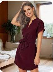 V-neck Short Sleeve Dress With Belt Summer Fashion Bowknot Dresses For Women Clothing - Velora