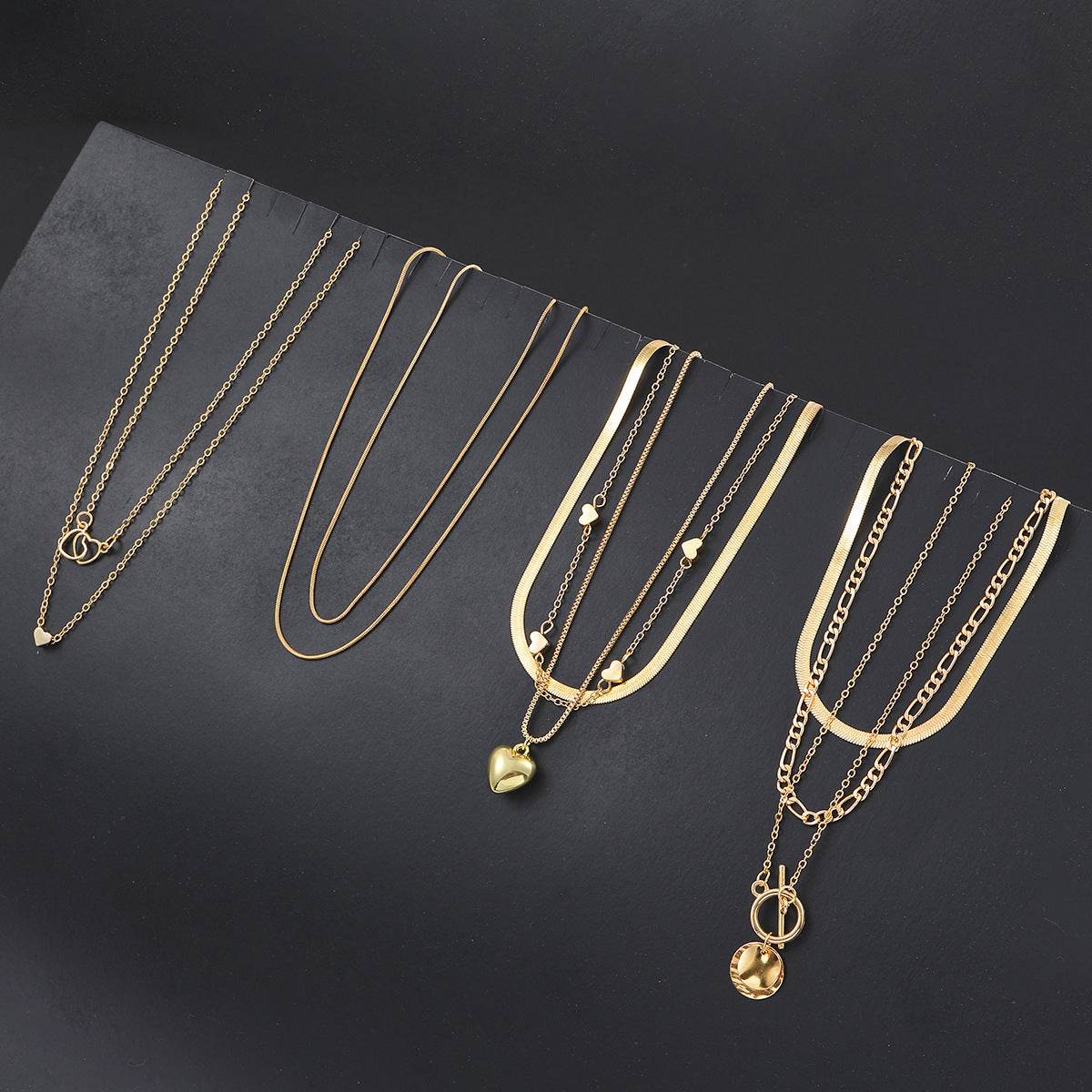 Heart Snake Bone Blade Necklace Suit 10 Pieces - Velora
