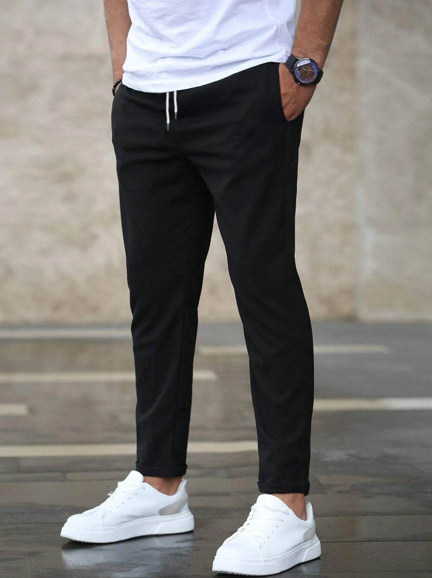 Men's Casual Pants With Pockets Fashion Slim Fit Drawstring Trousers - Velora