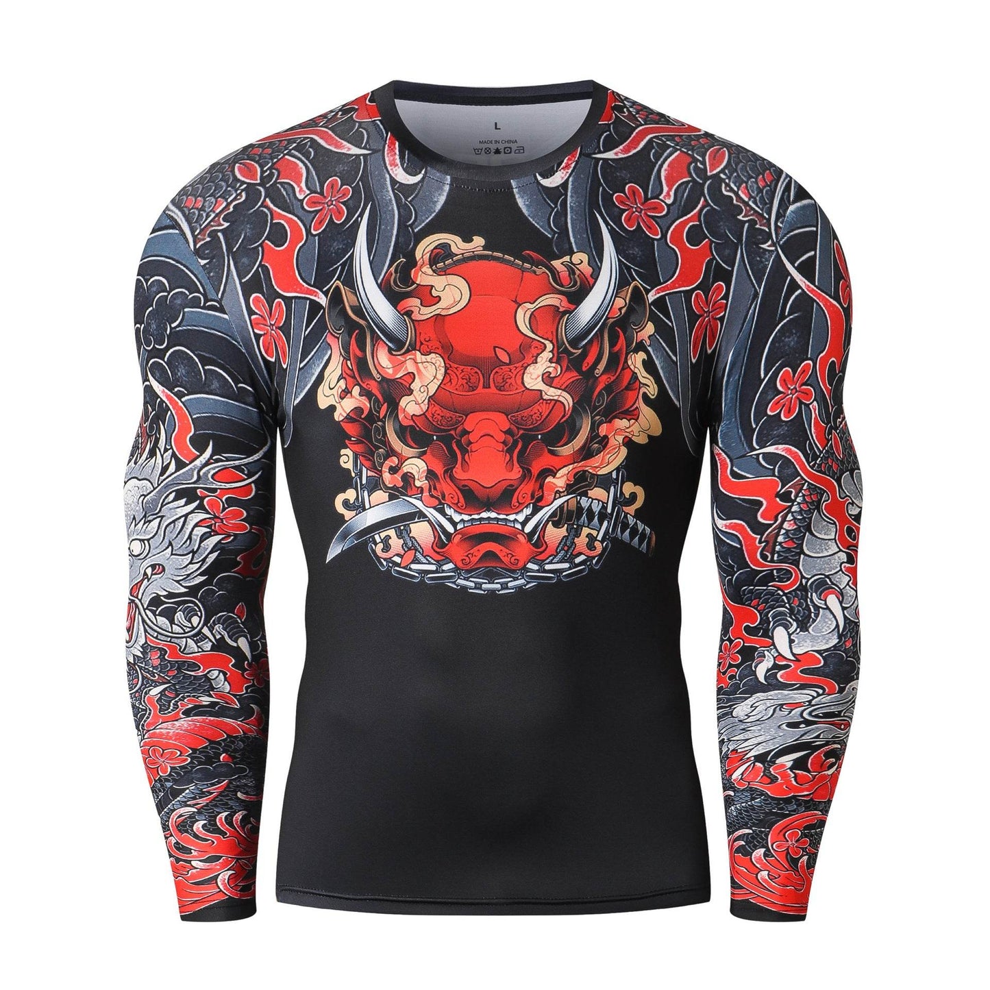 Printed Long Sleeve Fitness Top for Men Exercise Gym shirt - Velora