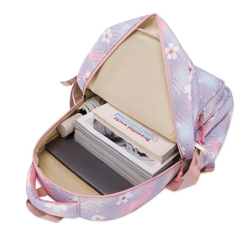 Printed Schoolbag Three-piece Fashion Backpack - Velora
