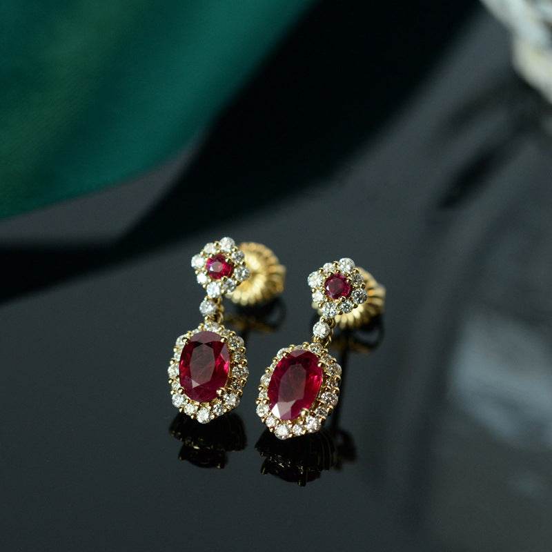 Ruby Vintage Silver Needle French Court Earrings - Velora
