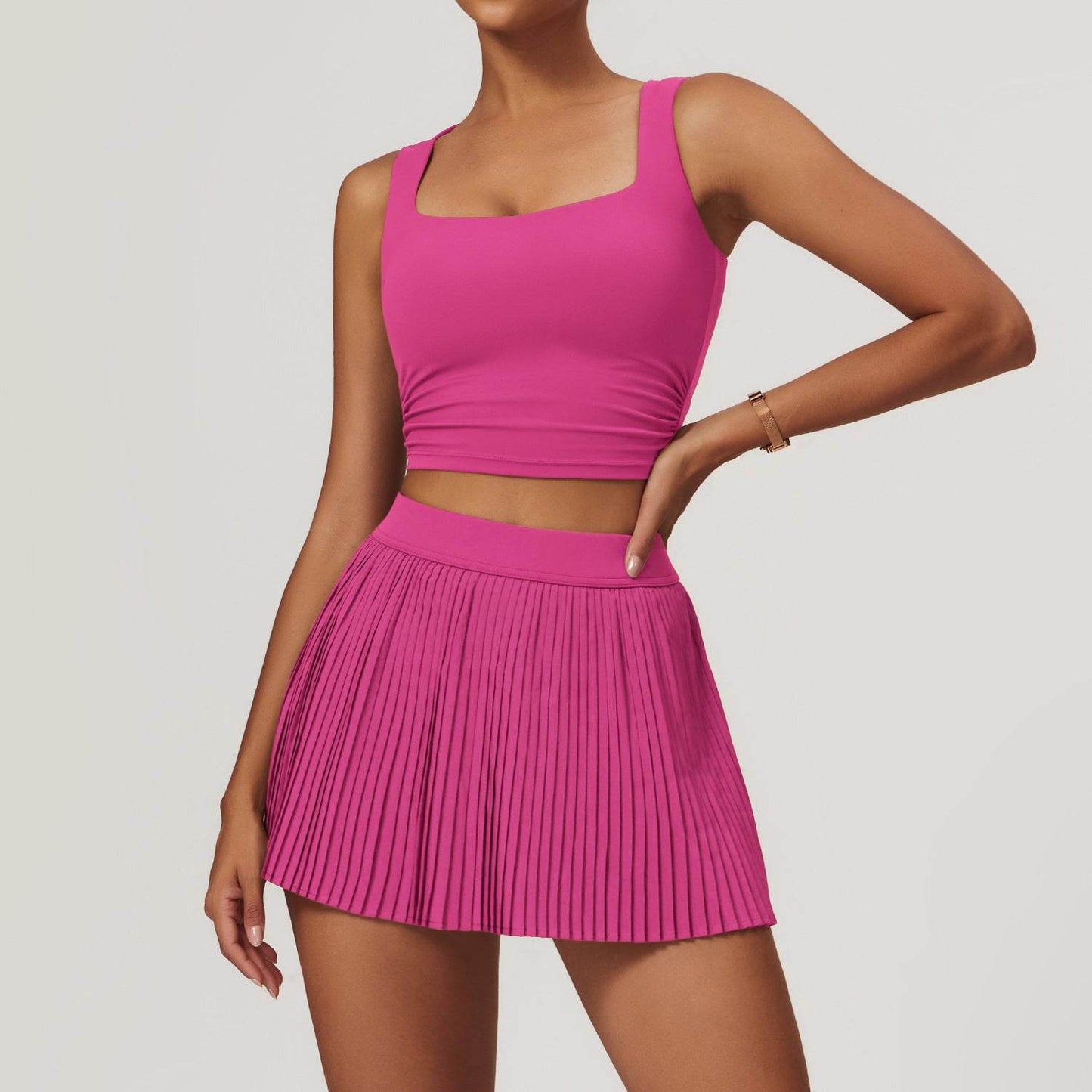Tennis Skirt set Athletic Sports Workout Pleated Skort Outfit Women