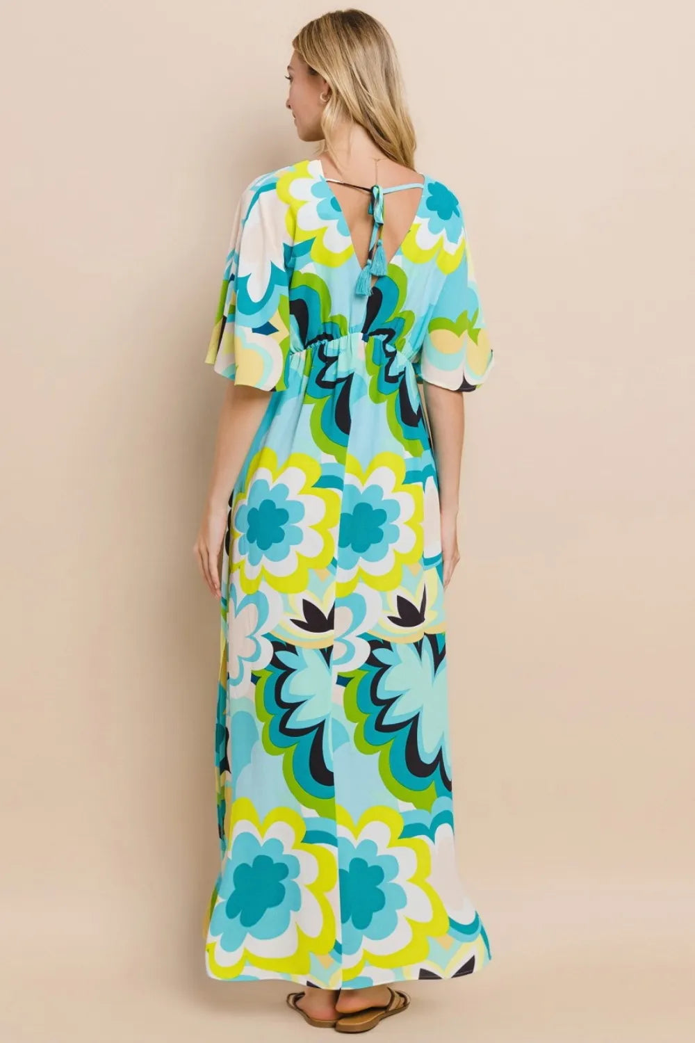 ODDI Floral Printed Slit Maxi Dress - Velora Luxury Fashion