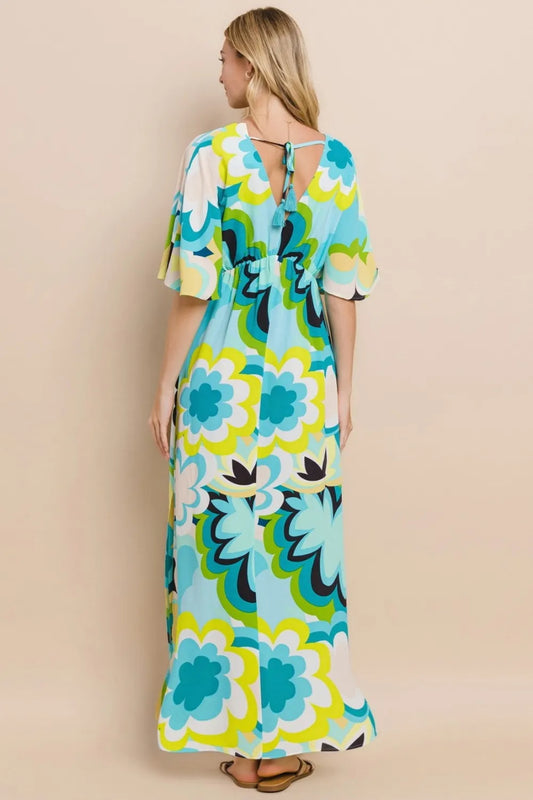 ODDI Floral Printed Slit Maxi Dress - Velora Luxury Fashion
