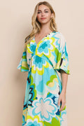 ODDI Floral Printed Slit Maxi Dress - Velora Luxury Fashion