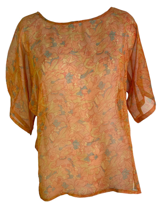 PRG6525 Sheer Avatar Pure Silk Side Slit Top - Velora
