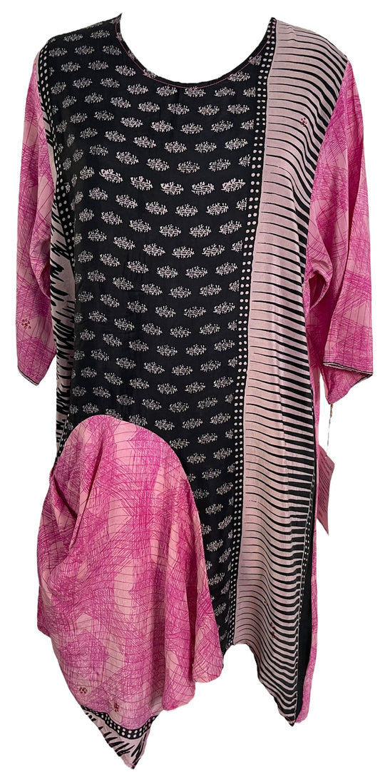 PRC6051 Avatar Pure Silk Self Pocket Tunic Dress - Velora