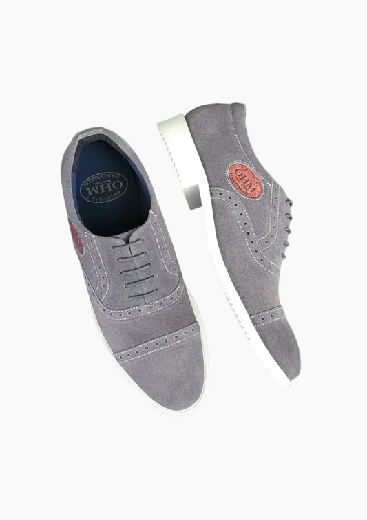 OHM Executive Comfort Oxford Leather Shoes with Embossed Logo - Velora