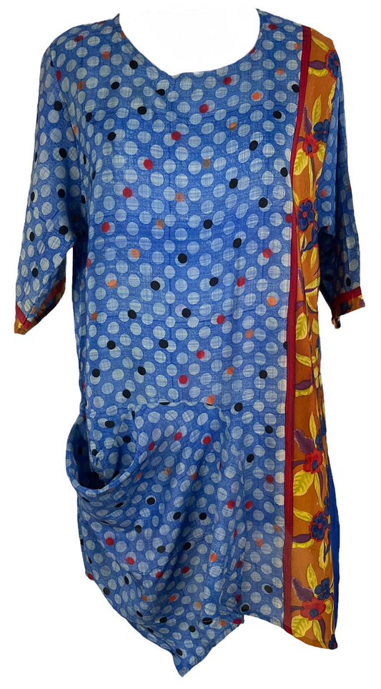 PRC6551 Avatar Pure Silk Self Pocket Tunic Dress - Velora