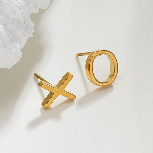 OX Gold: Hugs, Kisses & Sparkle Stud Earrings - Velora Luxury Fashion