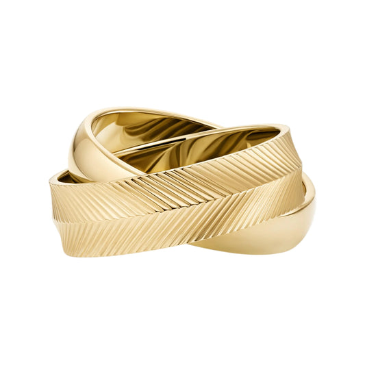 Fossil Gold-Tone Stainless Steel Interlock Ring