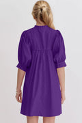 Oh Frill Notched Puff Sleeve Babydoll Mini Dress - Velora Luxury Fashion