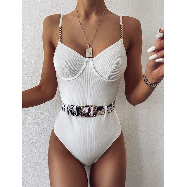 One Piece Corduroy Swimsuit - Velora Luxury Fashion