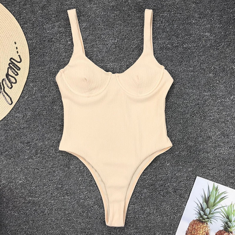 One Piece Corduroy Swimsuit - Velora Luxury Fashion