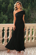 One-Shoulder Ruched Maxi Dress - Velora Luxury Fashion