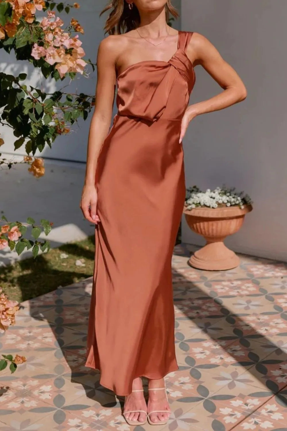 One Shoulder Sleeveless Maxi Dress - Velora Luxury Fashion