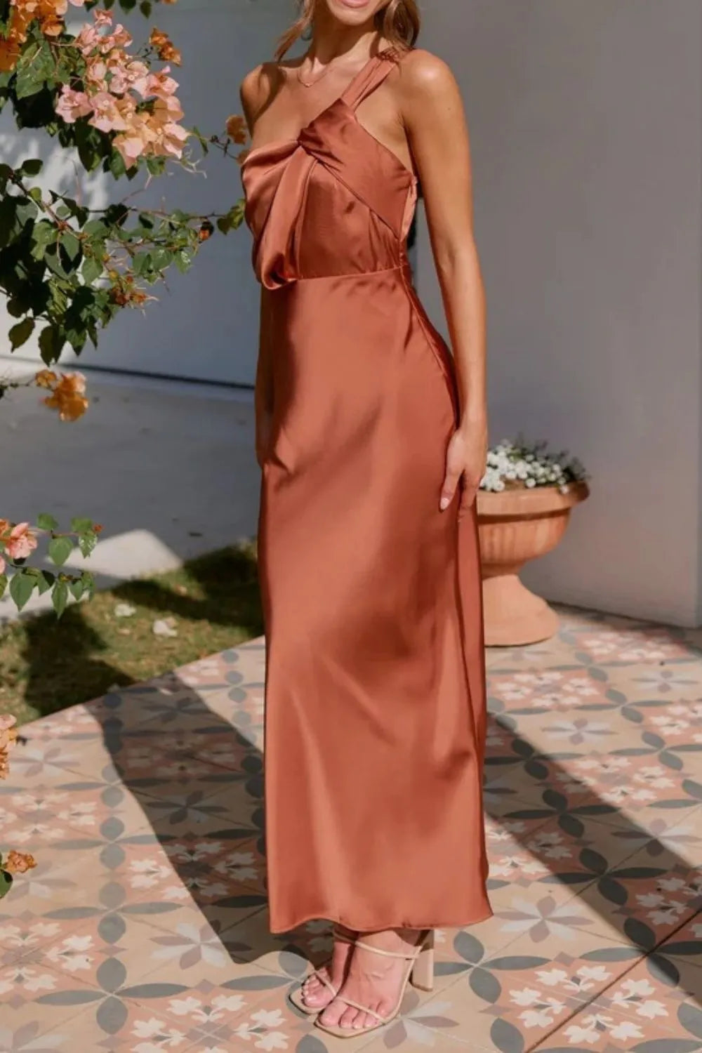 One Shoulder Sleeveless Maxi Dress - Velora Luxury Fashion