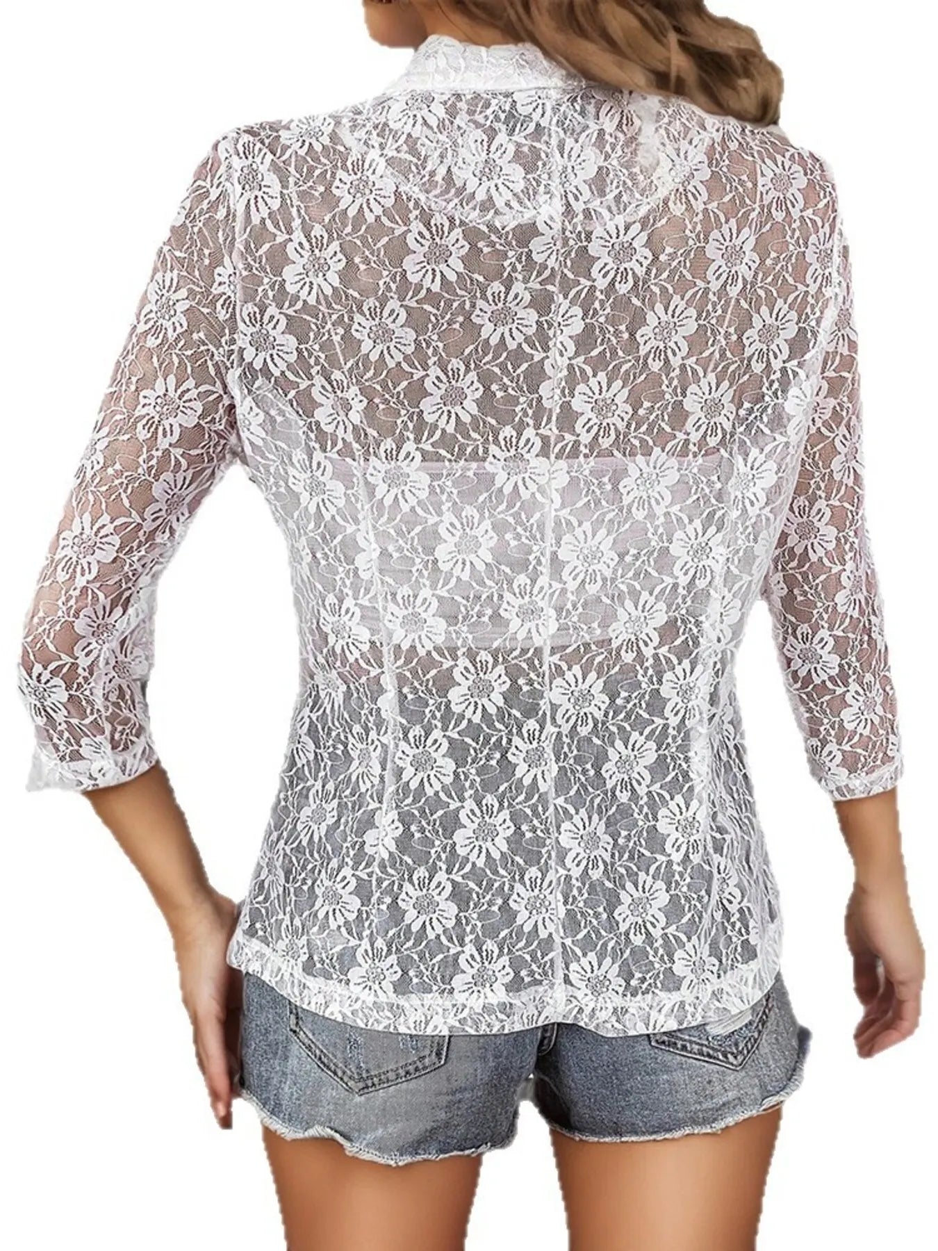 Open Front Lace Cardigan - Velora Luxury Fashion